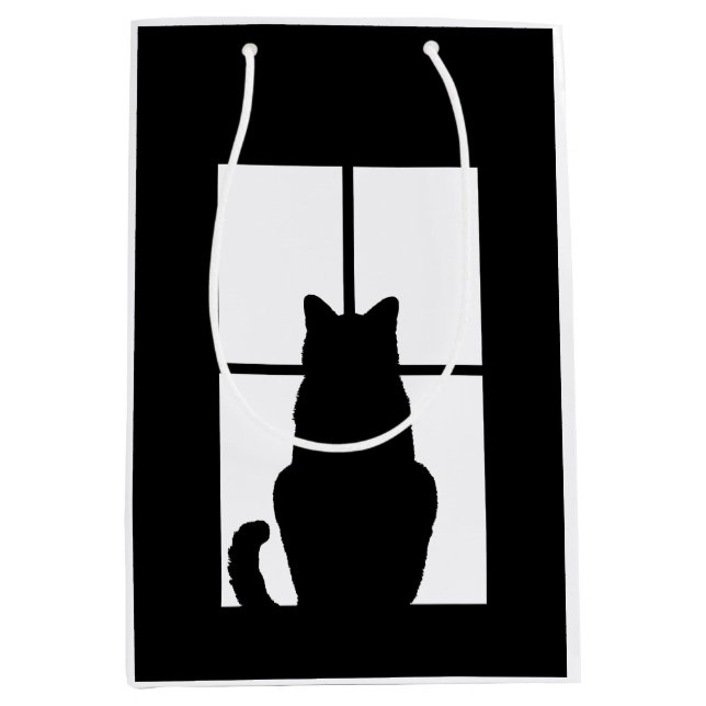 Black Cat Click to Customize Window Colour Option Medium Gift Bag (Front)