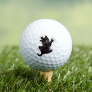 Black Cat Climbing On Human Back Golf Balls