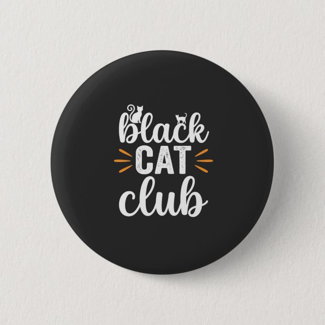 Black Cat Club Halloween Design 2 Inch Round Button (Front)