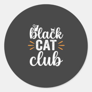 Black Cat Club Halloween Design Classic Round Sticker