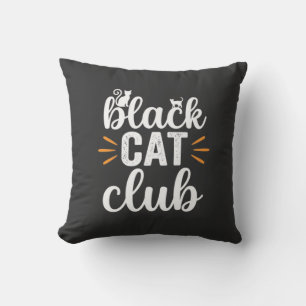 Black Cat Club Halloween Design Throw Pillow