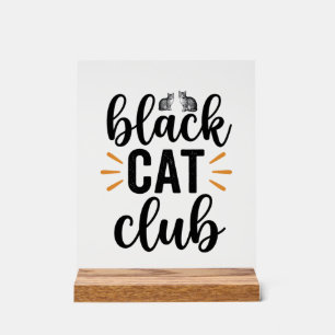 Black Cat Club Vintage Cat Lover Vector Design_1 Acrylic Sign