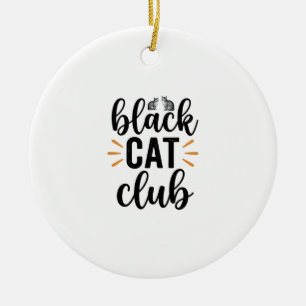 Black Cat Club Vintage Cat Lover Vector Design_1 Ceramic Ornament
