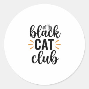 Black Cat Club Vintage Cat Lover Vector Design_1 Classic Round Sticker