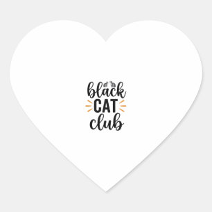 Black Cat Club Vintage Cat Lover Vector Design_1 Heart Sticker