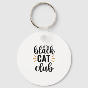 Black Cat Club Vintage Cat Lover Vector Design_1 Keychain