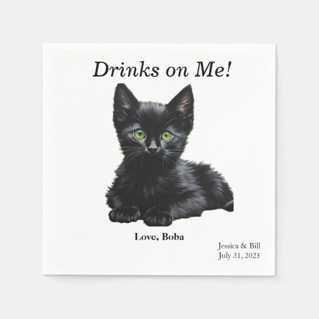 Black Cat Cocktail Napkin (Front)