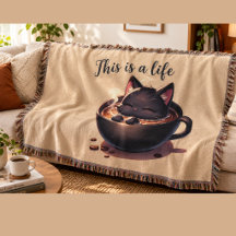 Black Cat Coffee Baby Blanket – Cute Cozy Cat in C