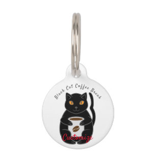 Black Cat Coffee Break Thunder_Cove  Pet Tag