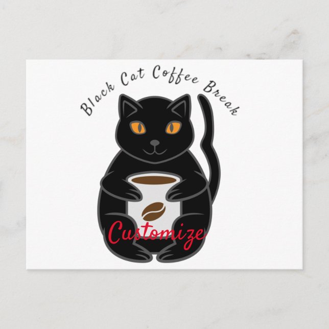 Black Cat Coffee Break Thunder_Cove  Postcard (Front)