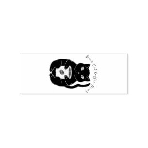 Black Cat Coffee Break Thunder_Cove Rubber Stamp