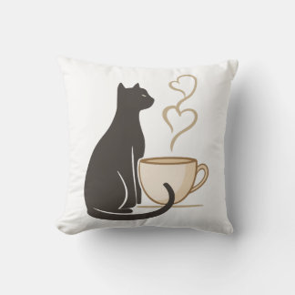 Black Cat Coffee Club Throw Pillow