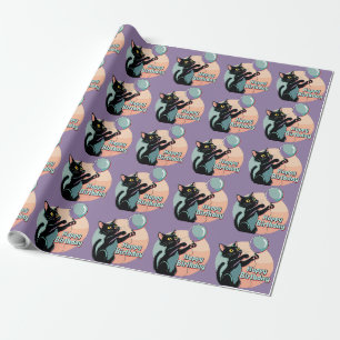 Black Cat Colourful  Wrapping Paper