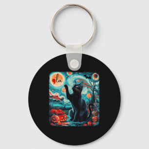 Black Cat Comma La Kamala Harris Halloween Starry Keychain