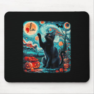Black Cat Comma La Kamala Harris Halloween Starry Mouse Pad