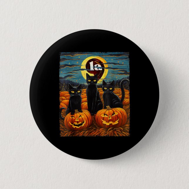 Black Cat Comma La Kamala Harris Tee Halloween Sta 2 Inch Round Button (Front)