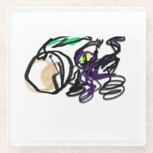 Black Cat cool autumn Glass Coaster