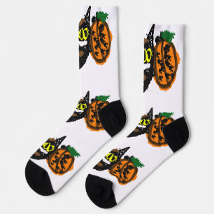 Black Cat cool pumpkin  path  Socks