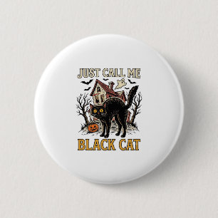 Black Cat Costume Haunted House Funny Halloween Sh 2 Inch Round Button