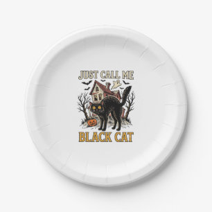 Black Cat Costume Haunted House Funny Halloween Sh Paper Plate