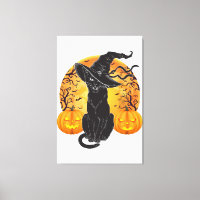 Black Cat Costume Scary Halloween Witch Hat _Moon