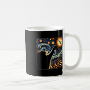 Black Cat Costume Van Gogh Starry Night Funny Cat  Coffee Mug