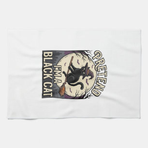 Black Cat Costume Vintage Halloween Witch Cat Shir Kitchen Towel