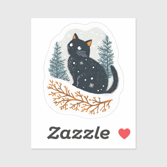 Black cat cozy winter snow (Sheet)
