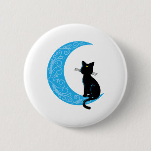Black Cat Crescent Moon Sailor Mom 2 Inch Round Button