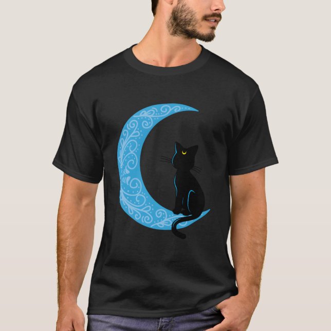 Black Cat Crescent Moon Sailor Mom T-Shirt (Front)