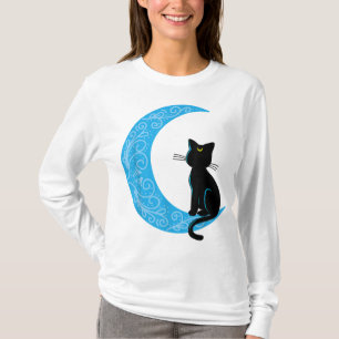 Black Cat Crescent Moon Sailor Mom T-Shirt