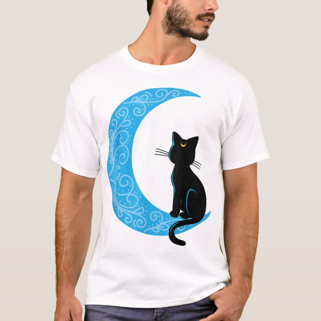 Black Cat Crescent Moon Sailor Mom T-Shirt (Front)