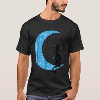 Black Cat Crescent Moon Sailor Mom T-Shirt