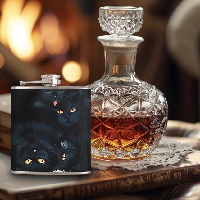 Black Cat Cuddle Hip Flask (Creator Uploaded)