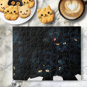 Black Cat Cuddle Jigsaw Puzzle