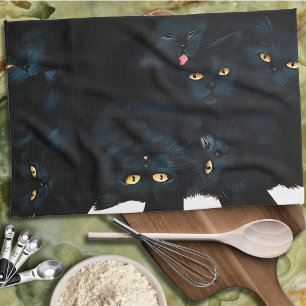 Black Cat Cuddle Kitchen Towel