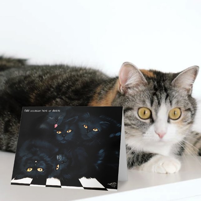 Black Cat Cuddle Pile Felines Cute Card (Creator Uploaded)