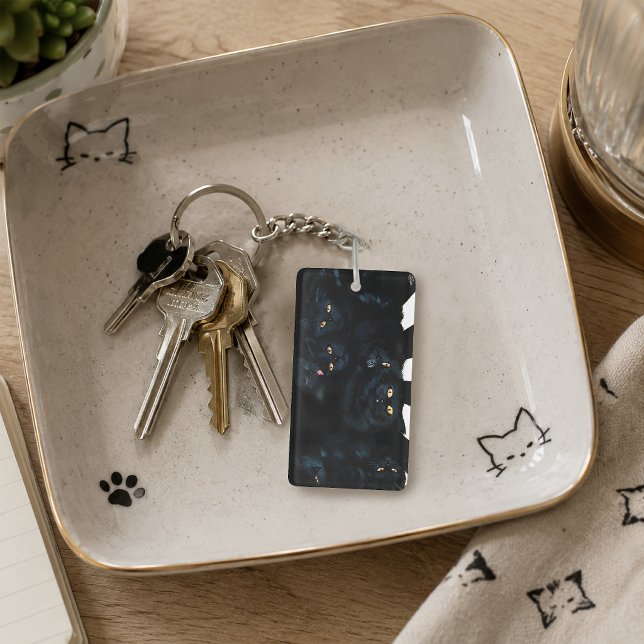 Black Cat Cuddle Pile Felines Cute Keychain (Creator Uploaded)