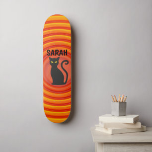 Black Cat Custom Add name Skateboard