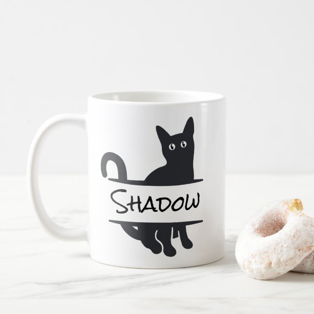 Black Cat Custom Coffee Mug (With Donut)