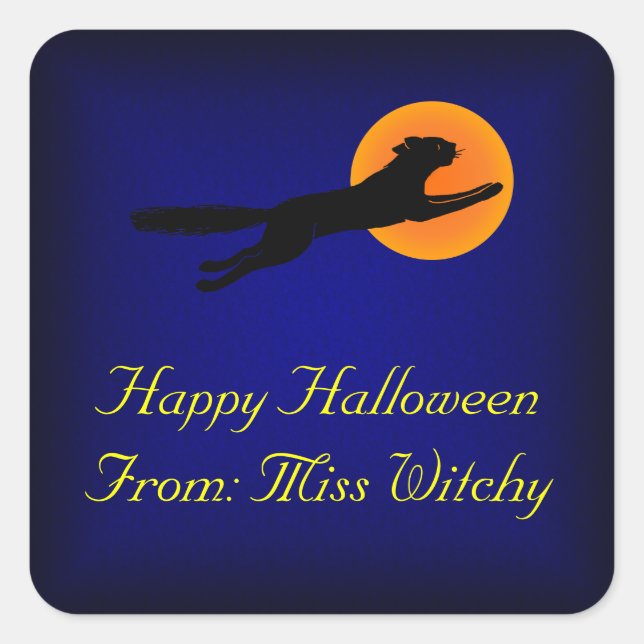 Black Cat Custom Halloween Gift Tags (Front)