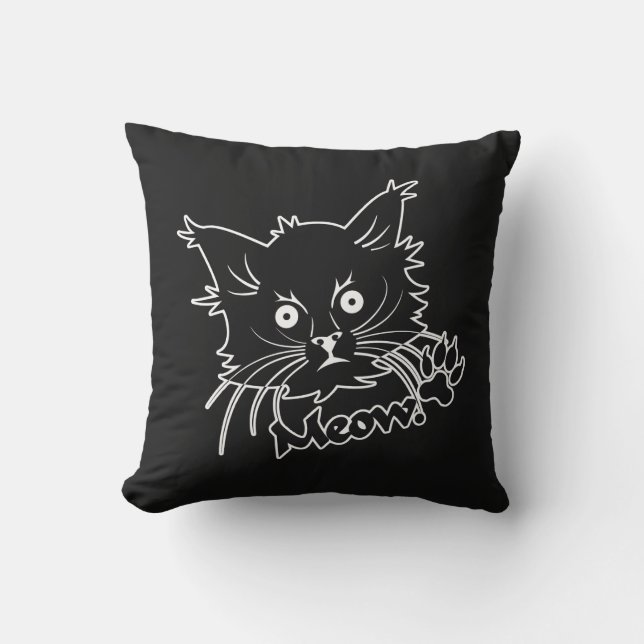 Black Cat custom throw pillow (Front)