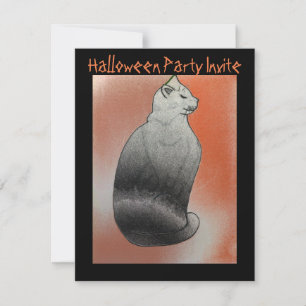 Black Cat Customisable Halloween Party Invite