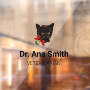Black cat customisable veterinary profession window cling