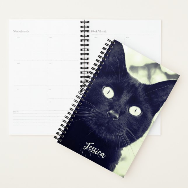 Black Cat Cute Animal Personalized Name Planner (Display)