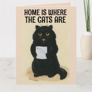 BLACK CAT CUTE BLANK VINTAGE GREETING CARD
