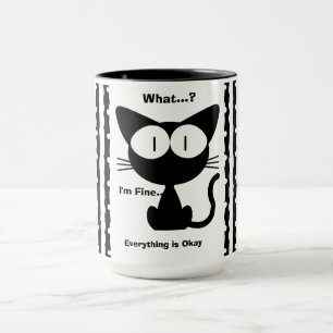 Black Cat , Cute Cat , Modern Mug