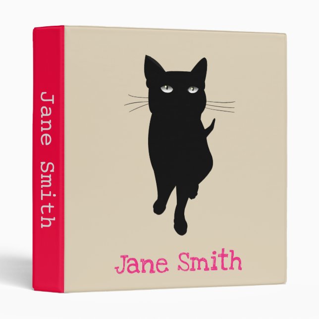 Black cat cute feline binder (Front/Spine)