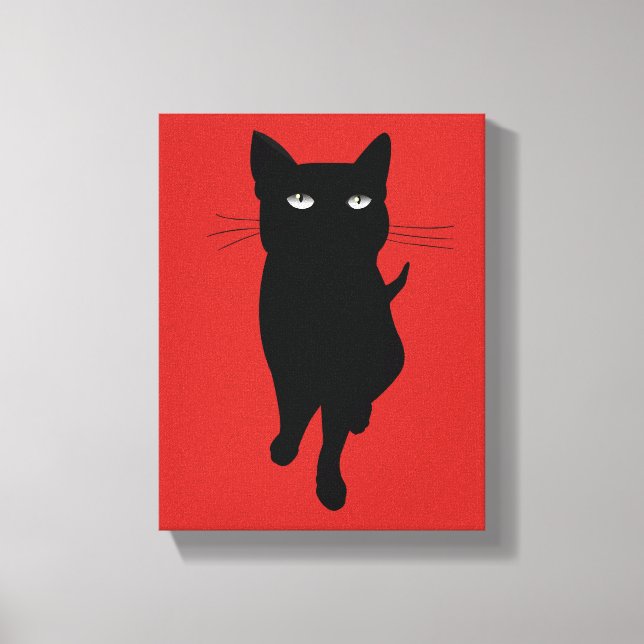 Black cat cute feline canvas print (Front)