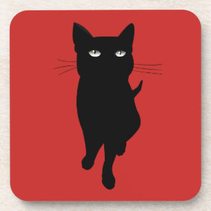 Black cat cute feline coaster